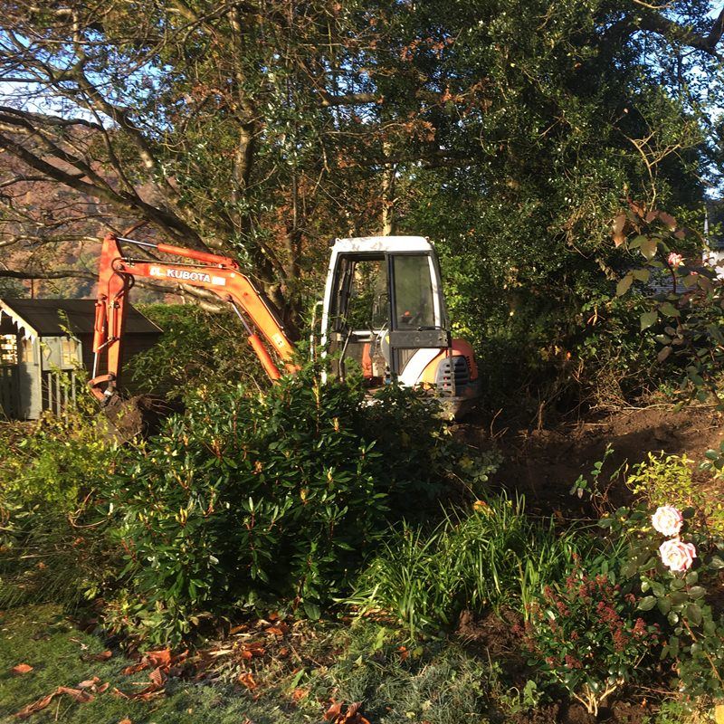 Clearing Bushes with Digger in Grasmere